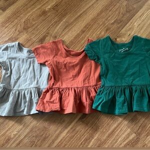 Kids Peplum Tops - Green, Orange, Gray
